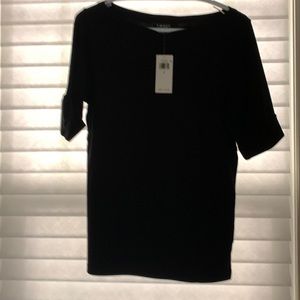 Lauren by Ralph Lauren. Knit Polo in Black. Size Large.